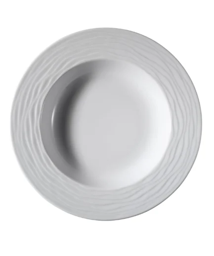 KUTAHYA PORCELAIN SEA WAVE 23 CM. DEEP PLATE WHITE