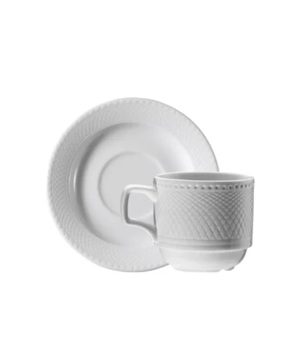 KUTAHYA PORCELAIN ZUMRUT HOTEL ESPRESSO COFFEE CUP WITH PLATE WHITE