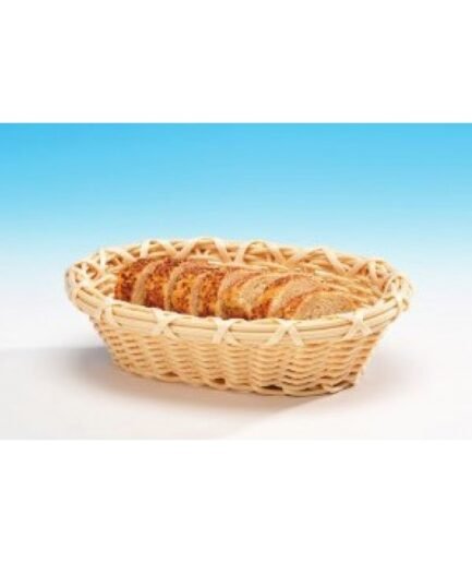 Alkan Woven Plastic Serving Basket - Natural (18x23cm)