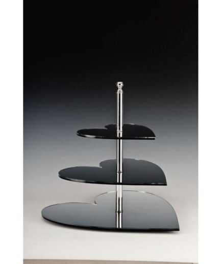 Alkan 3-Tier Heart-Shaped Mirrored Display Stand