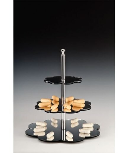 Alkan 3-Tier Daisy-Shaped Mirrored Display Stand