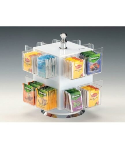 Alkan Rotating 16-Compartment Tea Bag Stand - Black
